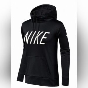 Nike Women's L Black Dri-fit Hoodie with Shimmery White Logo EUC